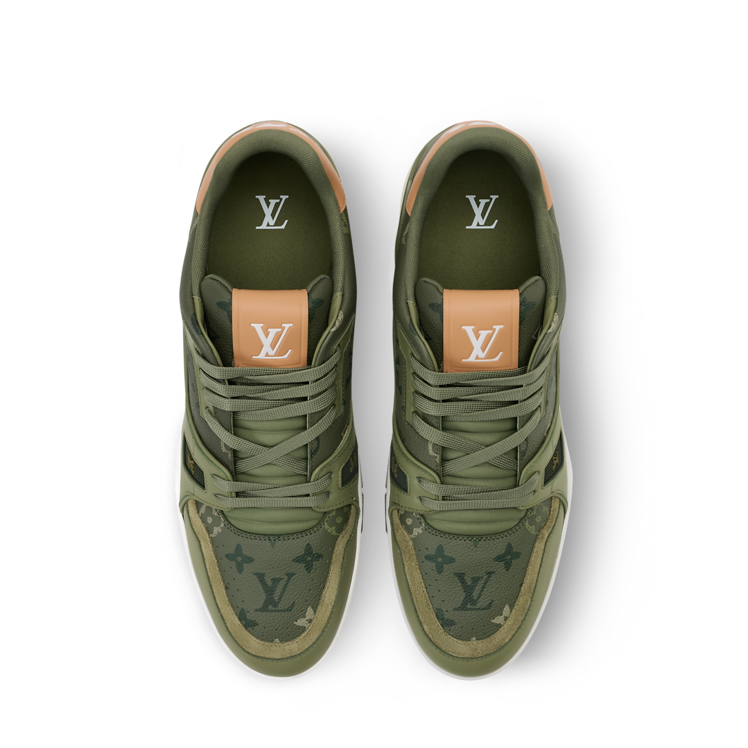 LV Trainer Sneaker Grained Calf Leather Khaki Green