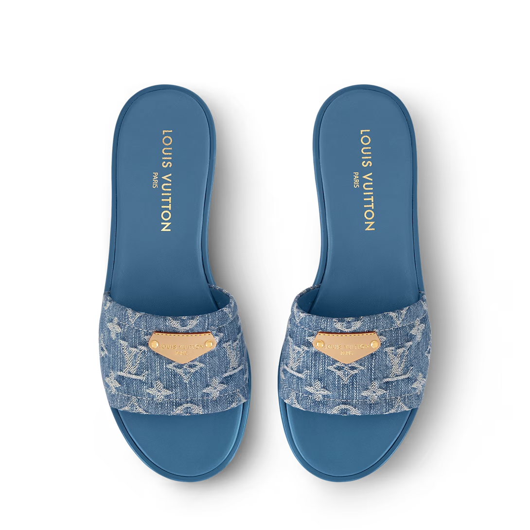 LV Lily Mule Sandals Blue Denim