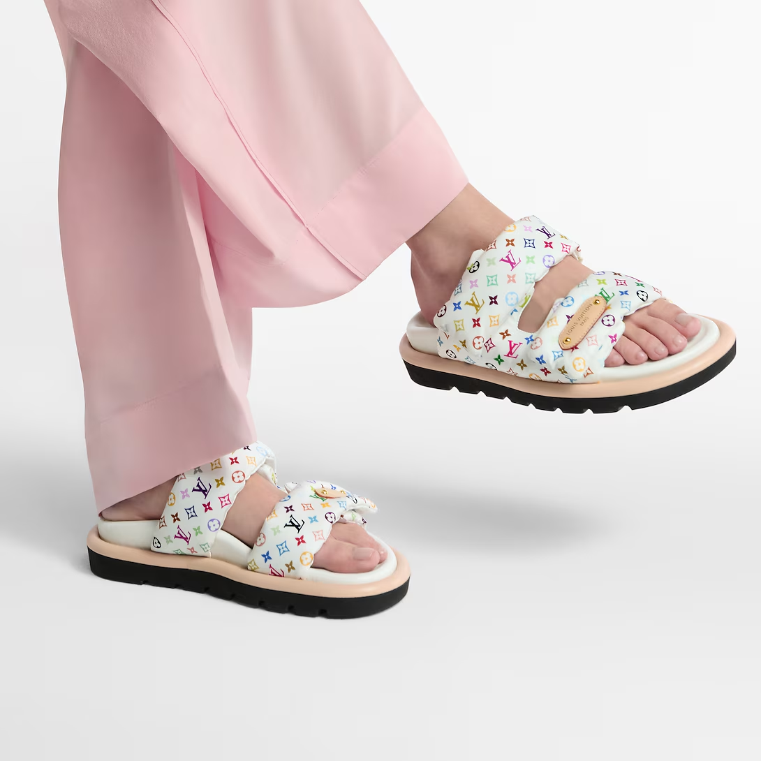 LV Pool Pillow Flat Comfort Mule x TM White