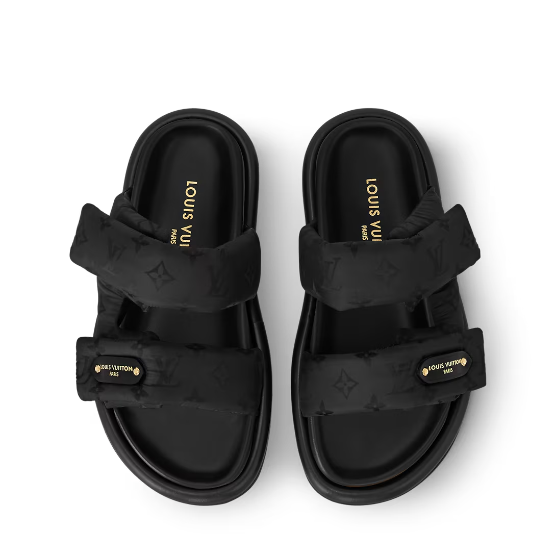 LV Pool Pillow Flat Comfort Mule Black