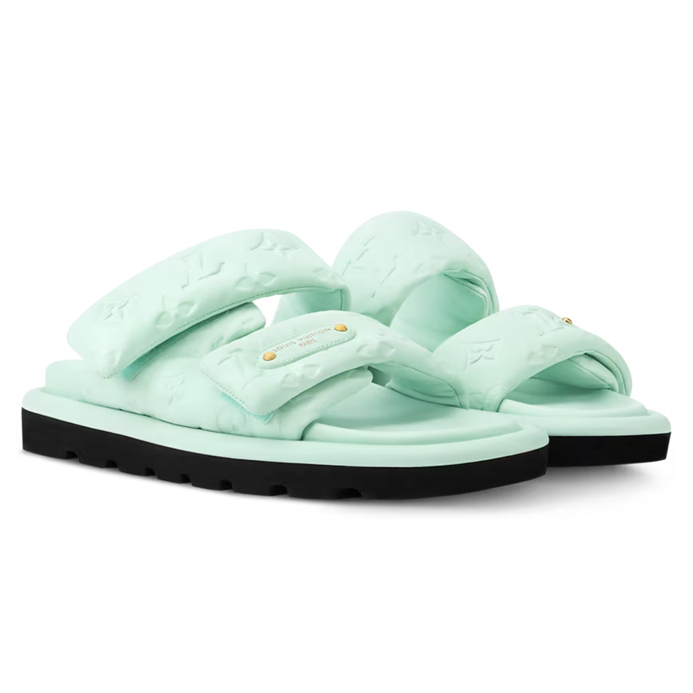LV Pool Pillow Flat Comfort Mule Green