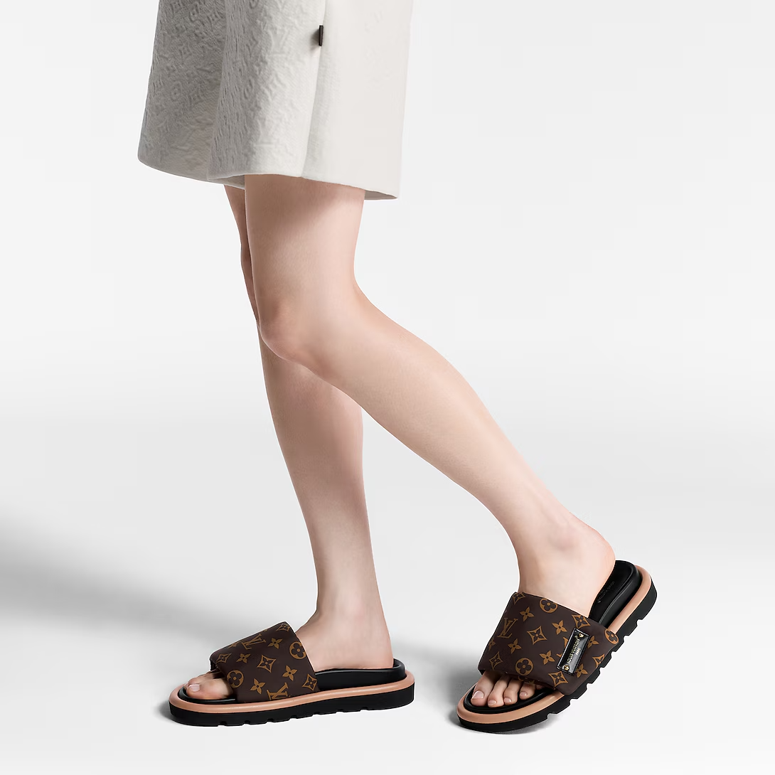 LV Pool Pillow Flat Comfort Mule Cocoa Brown