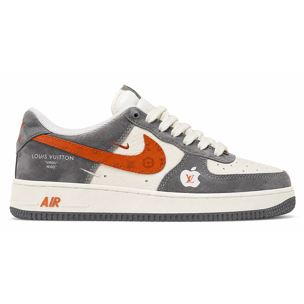 LV x Nike Air Force 1 Low “Grey Monogram Orange Swoosh”