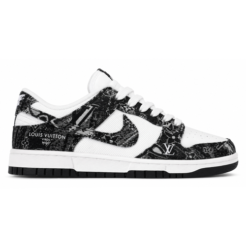 LV x Nike Dunk Low Sneaker in Black and White Monogram Canvas