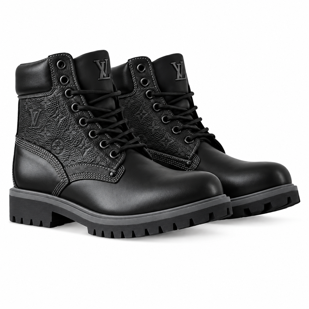 LV x Timberland 6-In Ankle Boot – Black Monogram Embossed