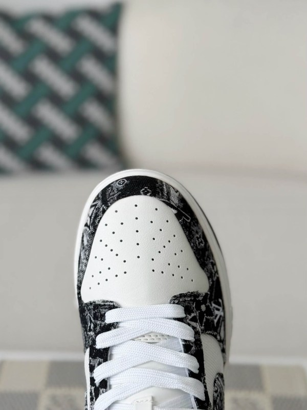 LV x Nike Dunk Low Sneaker in Black and White Monogram Canvas