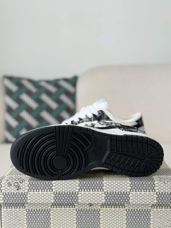 LV x Nike Dunk Low Sneaker in Black and White Monogram Canvas