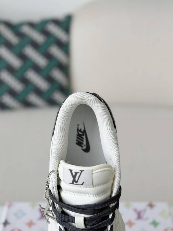 LV x Nike Dunk Low Sneaker in Black and White Monogram Canvas