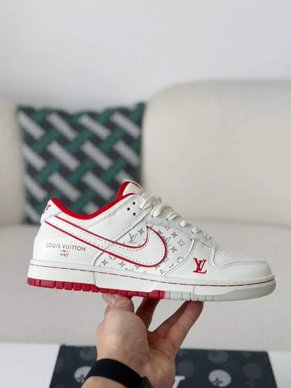 LV x Nike Dunk Low “Nike By You” Custom Sneaker Red White