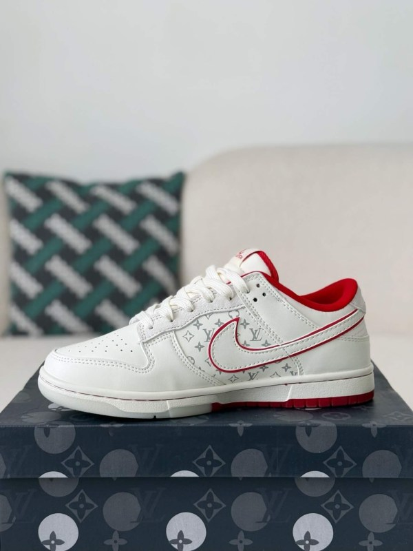 LV x Nike Dunk Low “Nike By You” Custom Sneaker Red White