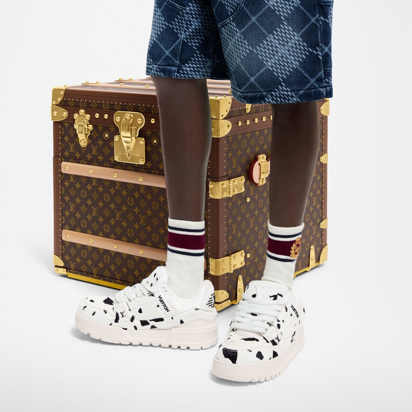 LV Trainer Maxi White Black Animal Print