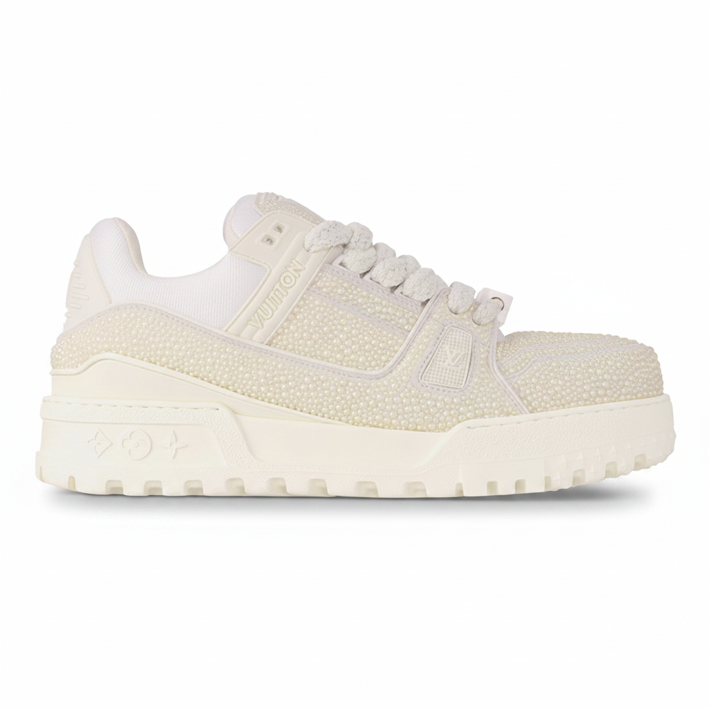 LV Maxi Trainers with Swarovski Crystals White