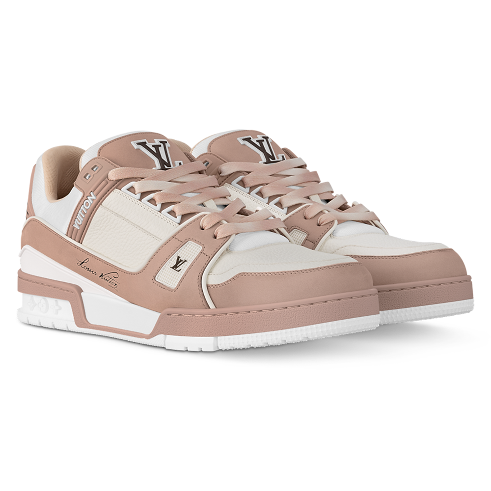 LV Trainers Nubuck & Grained Calf Leather Rose