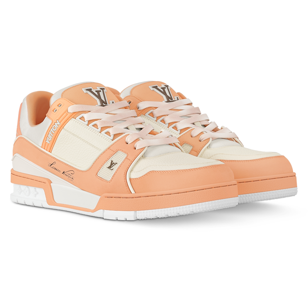 LV Trainers Nubuck & Grained Calf Leather Orange