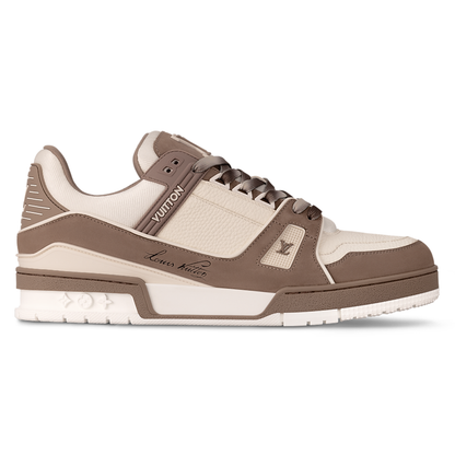 LV Trainers Nubuck & Grained Calf Leather Taupe Brown