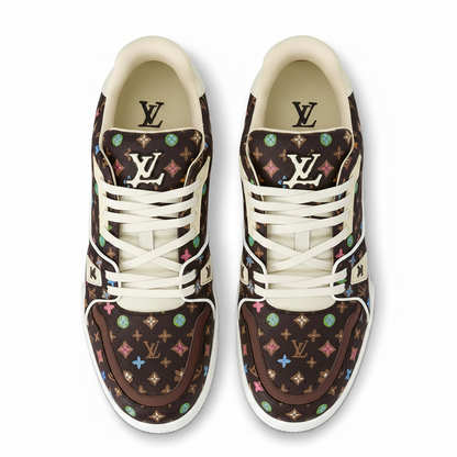 Louis Vuitton x Tyler the Creator - LV Trainers Monogram-Printed Grained Calf Leather Mocha Brown