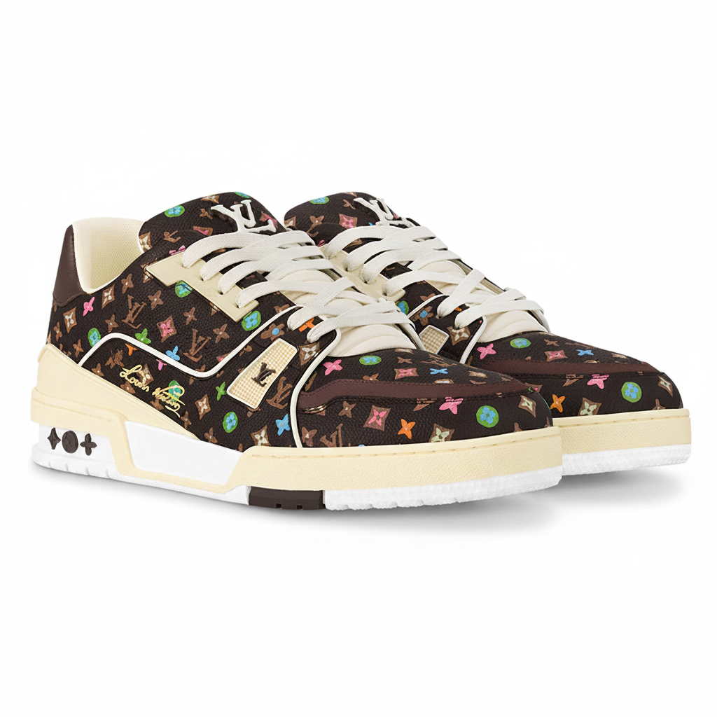 Louis Vuitton x Tyler the Creator - LV Trainers Monogram-Printed Grained Calf Leather Mocha Brown