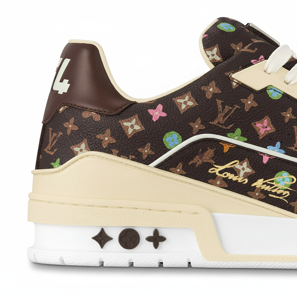 Louis Vuitton x Tyler the Creator - LV Trainers Monogram-Printed Grained Calf Leather Mocha Brown