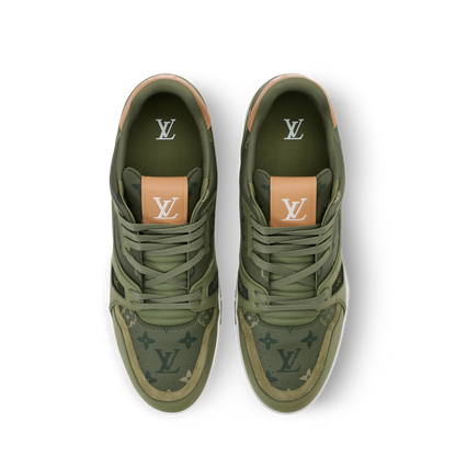 LV Trainer Sneaker Grained Calf Leather Khaki Green