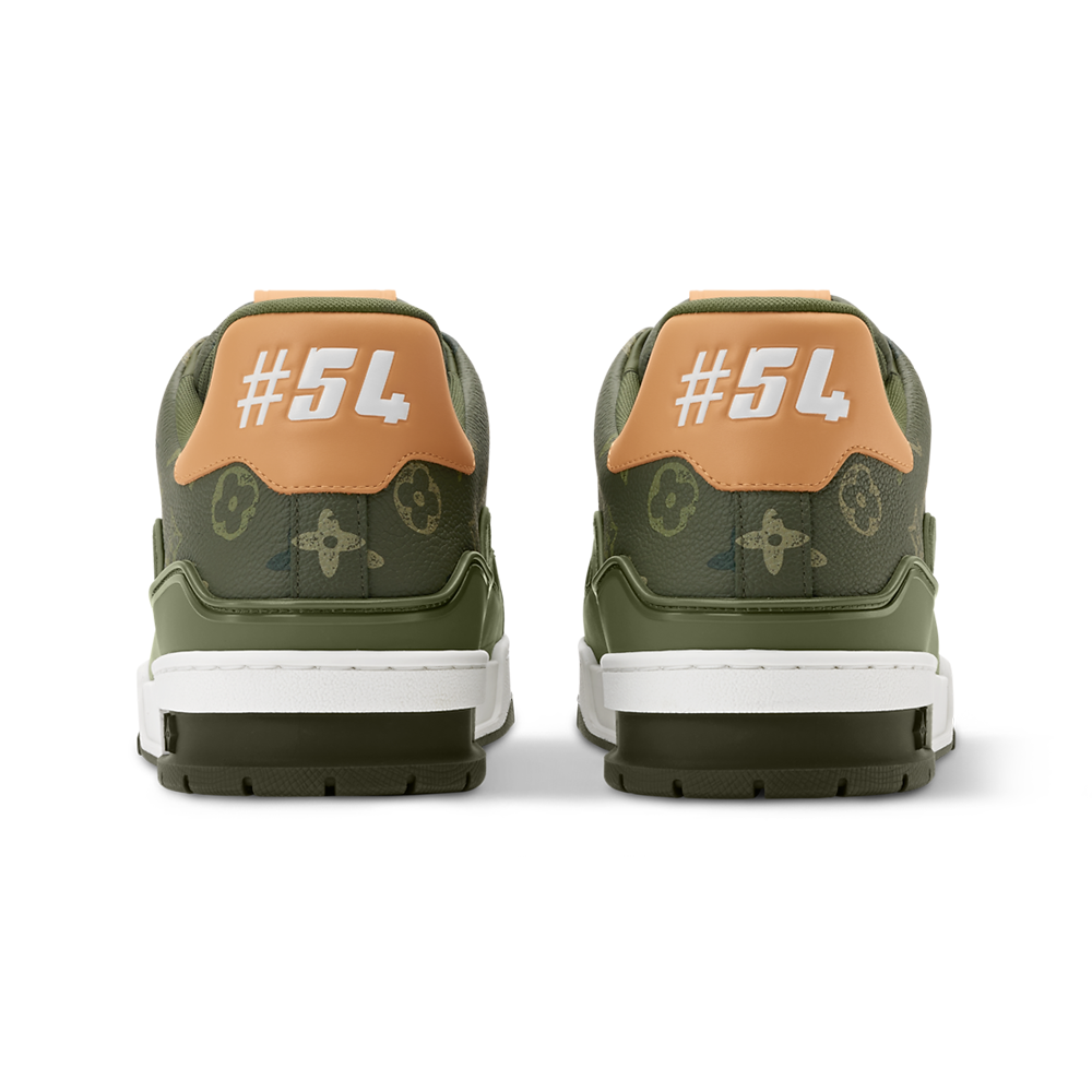 LV Trainer Sneaker Grained Calf Leather Khaki Green