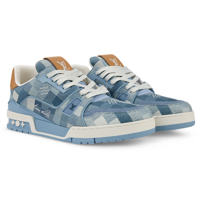 LV Trainer Sneaker Grained Calf Leather Blue