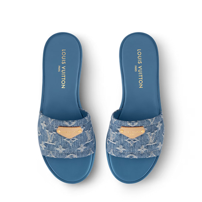 LV Lily Mule Sandals Blue Denim
