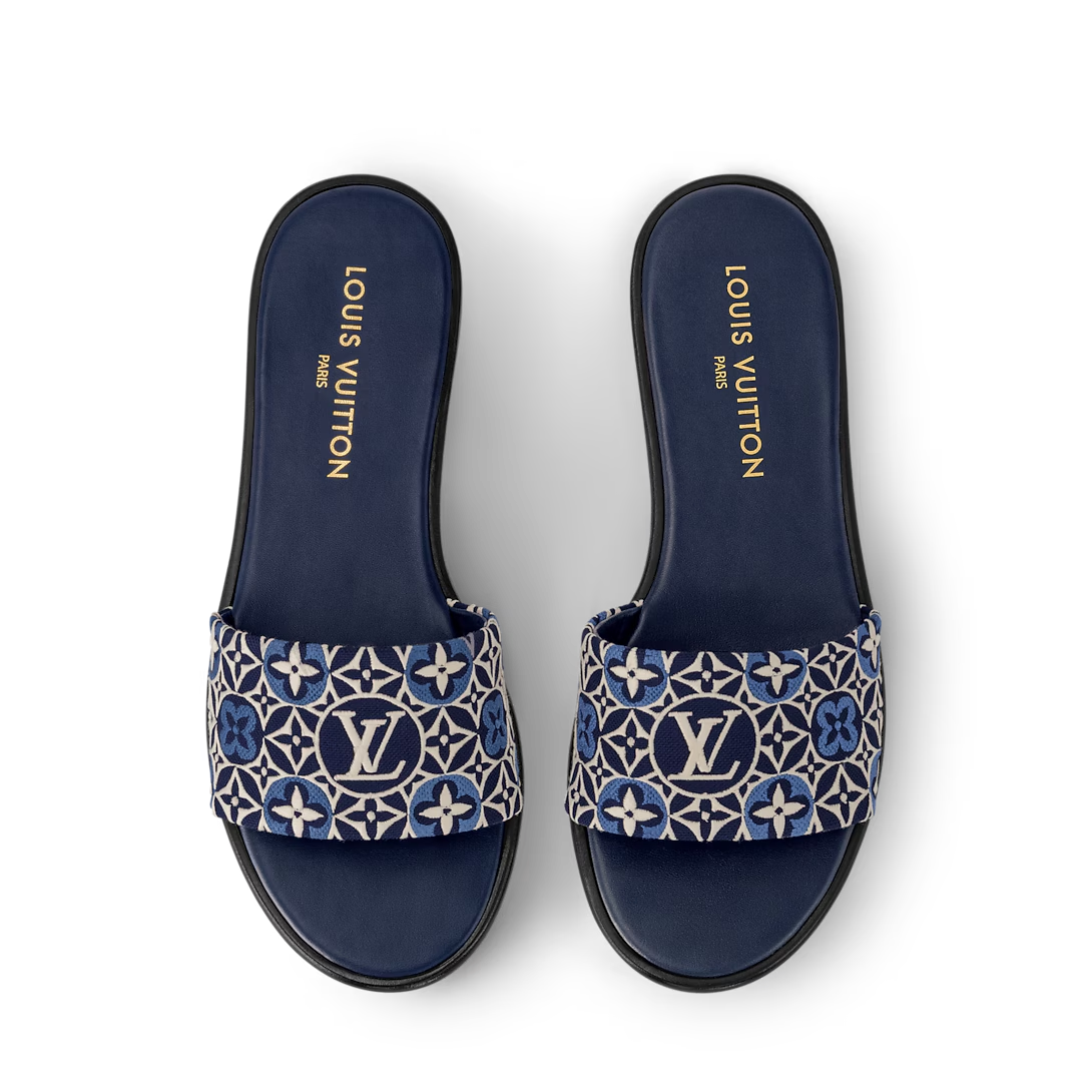LV Lily Flat Mule Navy Blue
