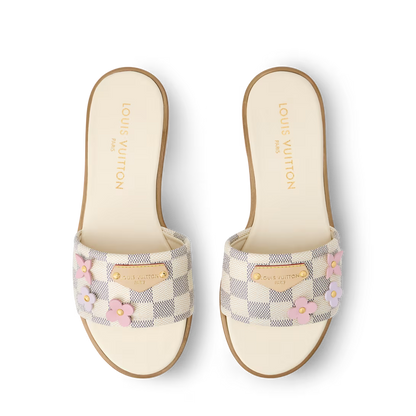 LV Lily Flat Mule Beige Damier Azur Canvas