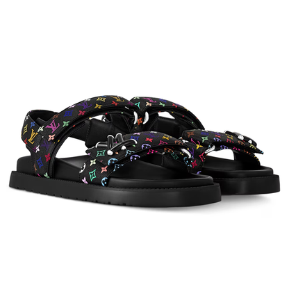 LV x TM LV Sunset Flat Comfort Sandal Black Multicolored