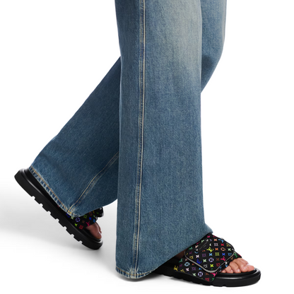 LV Pool Pillow Flat Comfort Mule  x "Takashi Murakami" Black Multicolor