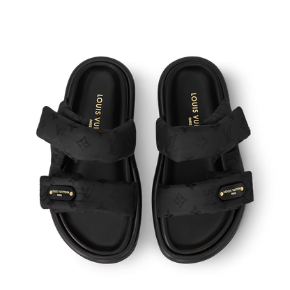 LV Pool Pillow Flat Comfort Mule Black