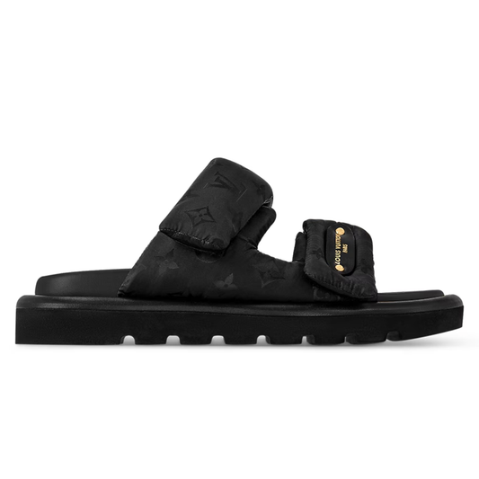 LV Pool Pillow Flat Comfort Mule Black