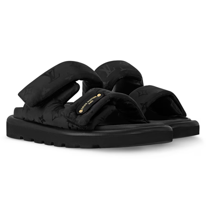 LV Pool Pillow Flat Comfort Mule Black