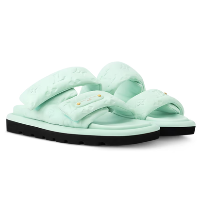 LV Pool Pillow Flat Comfort Mule Green