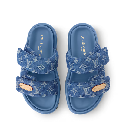 LV Pool Pillow Comfort Mule Blue Denim