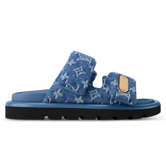 LV Pool Pillow Comfort Mule Blue Denim