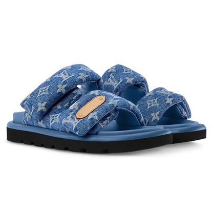 LV Pool Pillow Comfort Mule Blue Denim