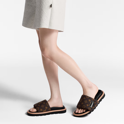 LV Pool Pillow Flat Comfort Mule Cocoa Brown