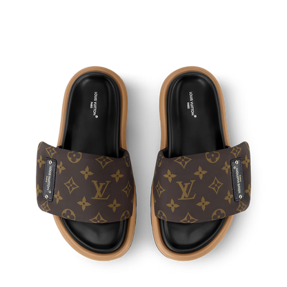 LV Pool Pillow Flat Comfort Mule Cocoa Brown