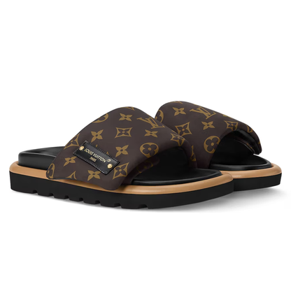 LV Pool Pillow Flat Comfort Mule Cocoa Brown
