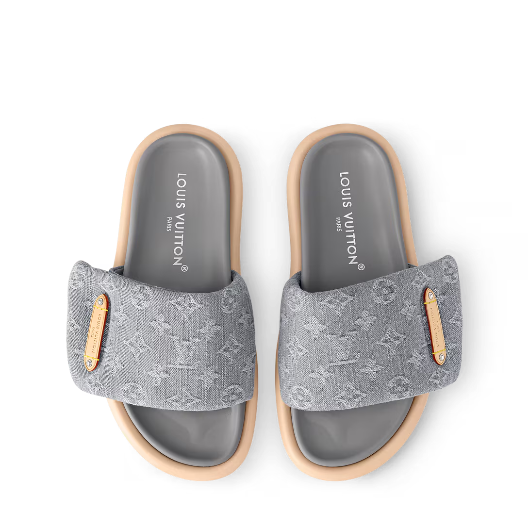 LV Pool Pillow Flat Comfort Mule Grey