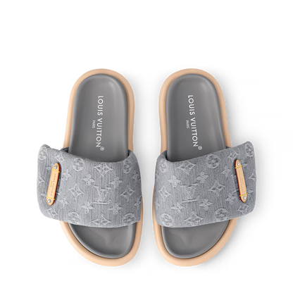 LV Pool Pillow Flat Comfort Mule Grey