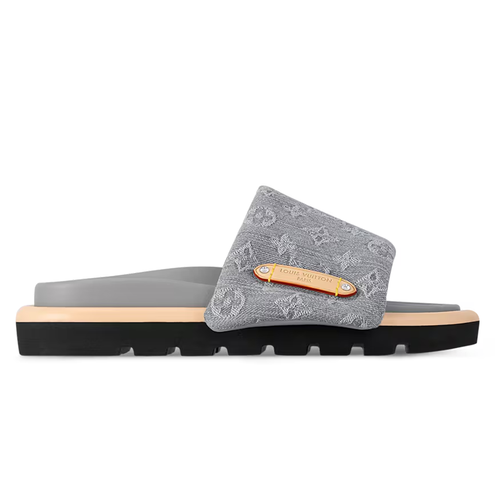 LV Pool Pillow Flat Comfort Mule Grey