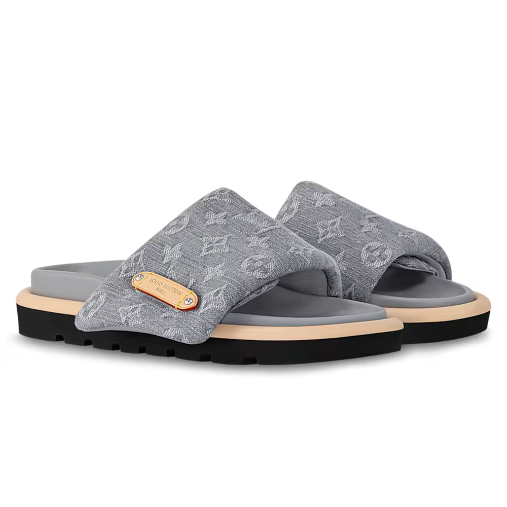 LV Pool Pillow Flat Comfort Mule Grey