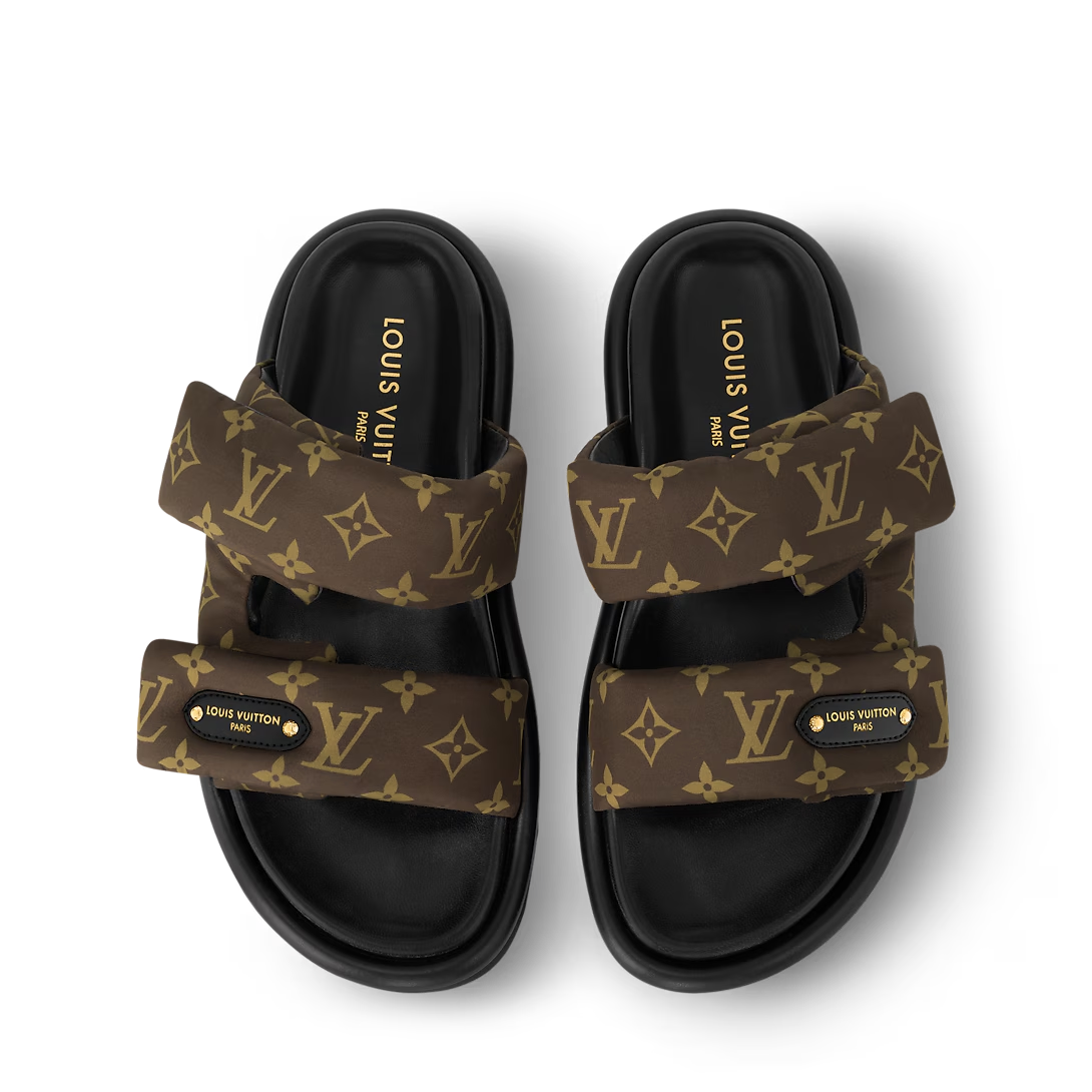 LV Pool Pillow Flat Comfort Mule Cacao Brown