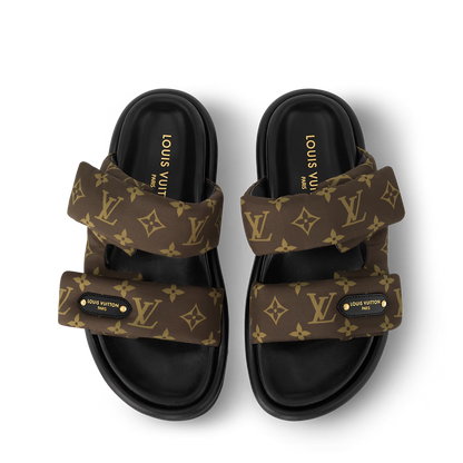LV Pool Pillow Flat Comfort Mule Cacao Brown