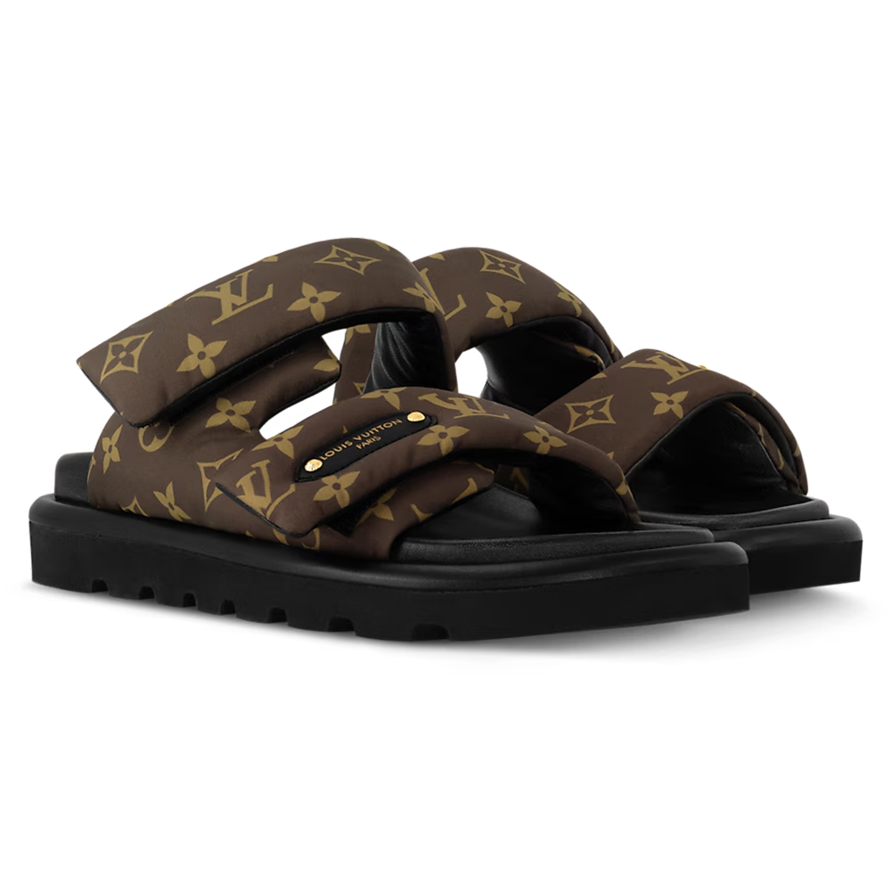LV Pool Pillow Flat Comfort Mule Cacao Brown