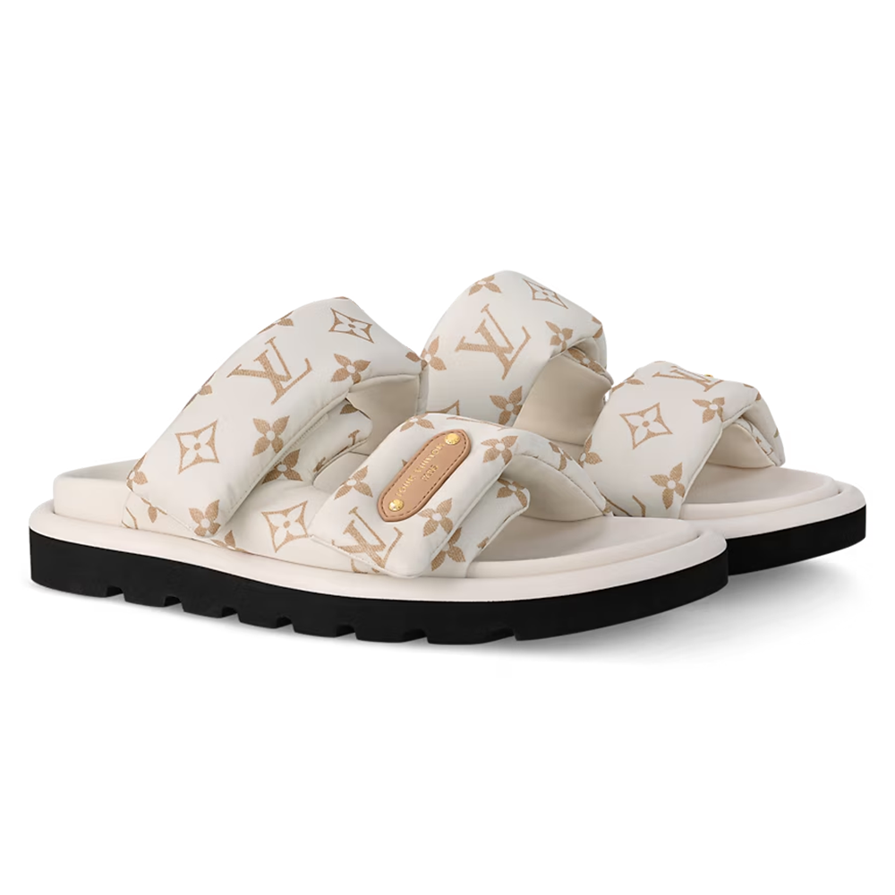 LV Pool Pillow Flat Comfort Mule Dune Beige