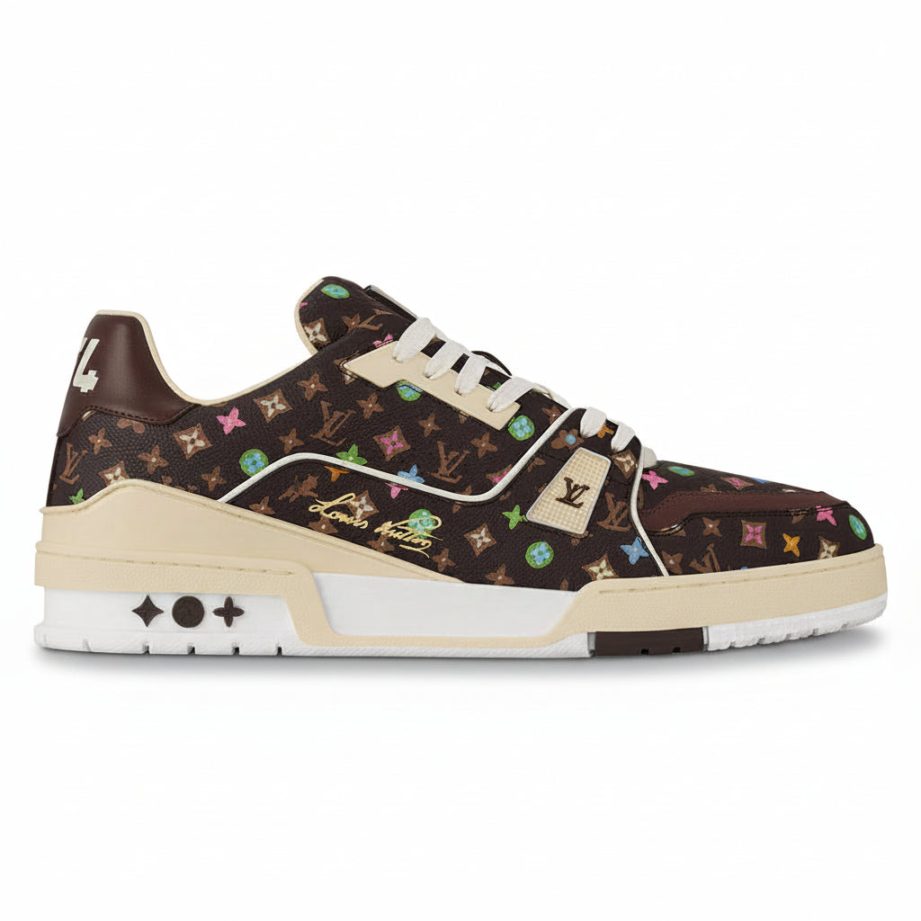 Louis Vuitton x Tyler the Creator - LV Trainers Monogram-Printed Grained Calf Leather Mocha Brown