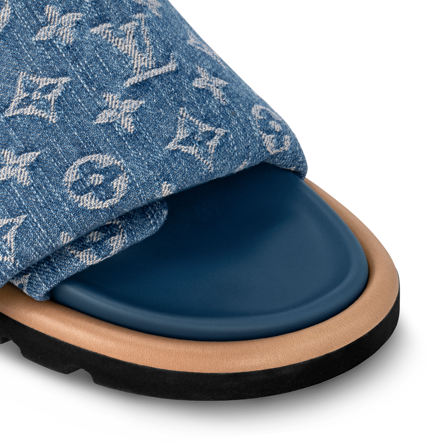 LV Pool Pillow Flat Comfort Mule Blue Denim